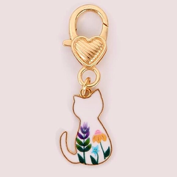 Accessories - Bag Charm - Kitty Cat Enamel Flower Key Chain